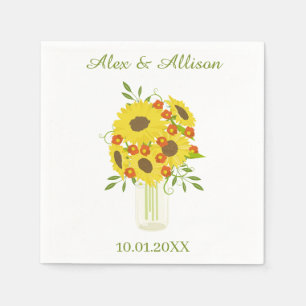 Rustikale Sonnenblumen-Hochzeit Serviette