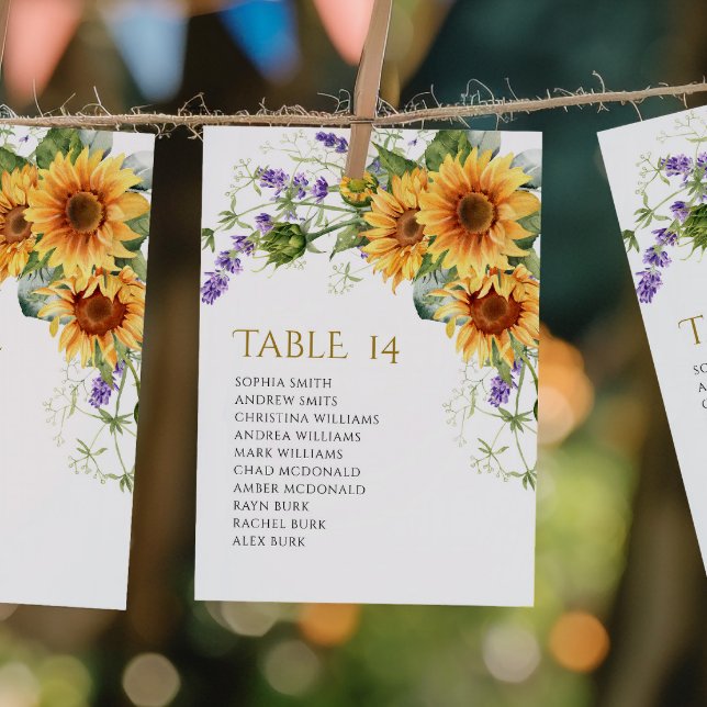 Rustikale Sonnenblumen-Hochzeit Sitzordnung Karten (Von Creator hochgeladen)