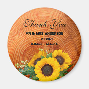 Rustikale Sonnenblumen-Hochzeitsgunst-Geschenk aus Magnet