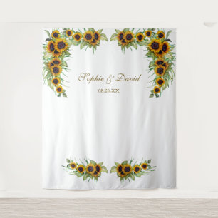Rustikale Sonnenblumen Hochzeitskabine für Fotos Wandteppich