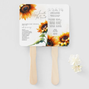 Rustikale Sonnenblumen-Hochzeitsprogramm Fächer