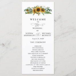Rustikale Sonnenblumen-Hochzeitsprogramm Programm