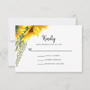 Rustikale Sonnenblumen   HochzeitsrSVP RSVP Karte