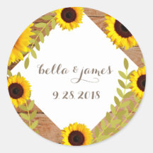 Rustikale Sonnenblumen-Hochzeitsticker