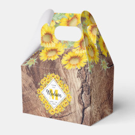 Rustikale Sonnenblumen Holzstruktur Geschenkschachtel