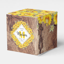 Rustikale Sonnenblumen Holzstruktur Geschenkschachtel