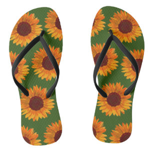 Rustikale Sonnenblumen Hübsches botanisches Muster Flip Flops