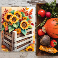 Rustikale Sonnenblumen in Kiste Autumn Wall Poster