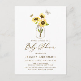 Rustikale Sonnenblumen in Mason Jar Babydusche Einladungspostkarte