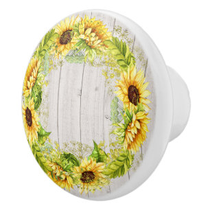 Rustikale Sonnenblumen, Kabinett/Schubfach Keramikknauf