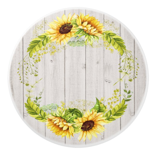 Rustikale Sonnenblumen Keramikknauf (Vorderseite)