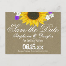 Rustikale Sonnenblumen-Kraft-Save-the-Date-Postkar