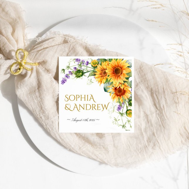 Rustikale Sonnenblumen & Lavander Wedding Napkins Serviette (Von Creator hochgeladen)