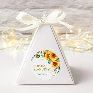 Rustikale Sonnenblumen & Lavander Wedding Round St Runder Aufkleber