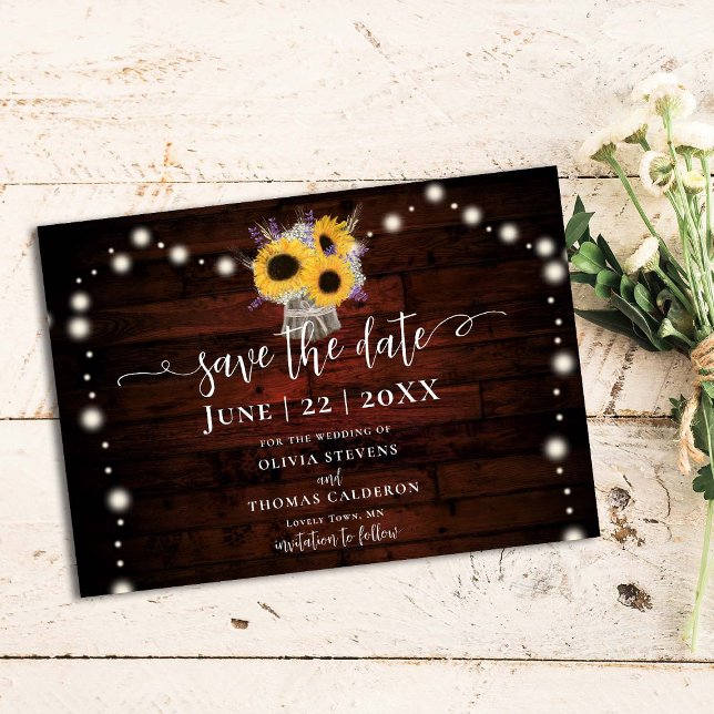 Rustikale Sonnenblumen Lavendel Weizen Barn Weddin Save The Date (Von Creator hochgeladen)