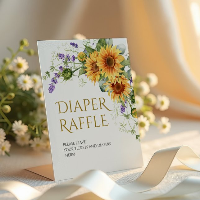 Rustikale Sonnenblumen & Lavender Diaper Raffle-Ze Sockelschild (Von Creator hochgeladen)