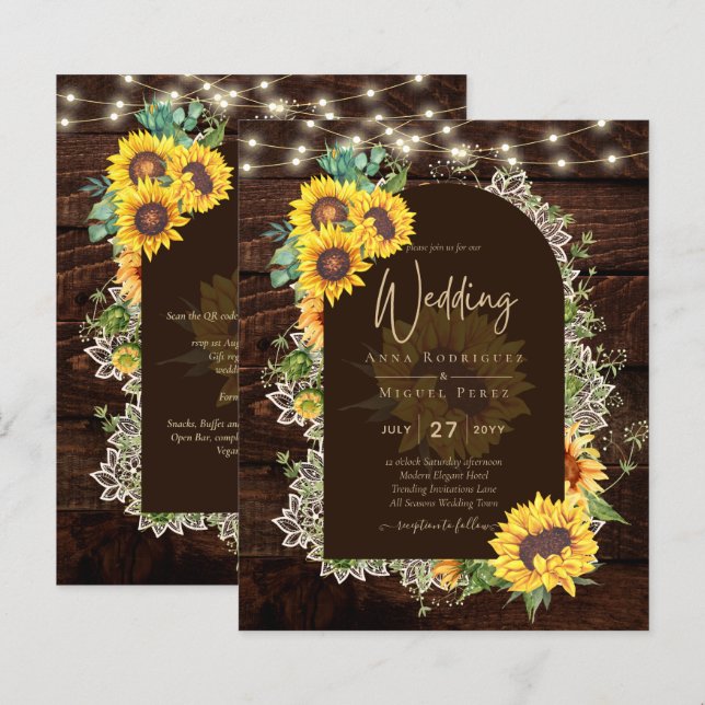 Rustikale Sonnenblumen Lichter Arch Sommer Hochzei (Vorne/Hinten)