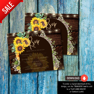 Rustikale Sonnenblumen Lichter Arch Sommer Hochzei Postkarte
