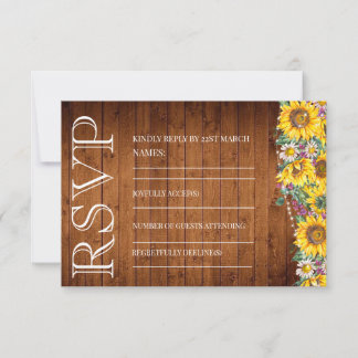Rustikale Sonnenblumen-Lichterkette Scheunenholz H RSVP Karte