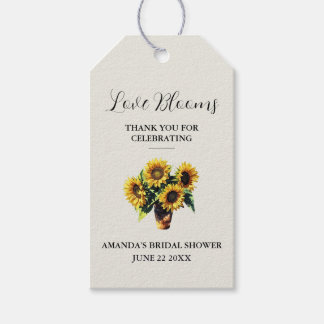 Rustikale Sonnenblumen-Liebesblüten-Hochzeitsgunst Geschenkanhänger