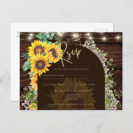 Rustikale Sonnenblumen Lights Lace Arch Wedding Postkarte