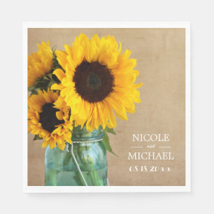 Rustikale Sonnenblumen Mason Jar Country Wedding Serviette