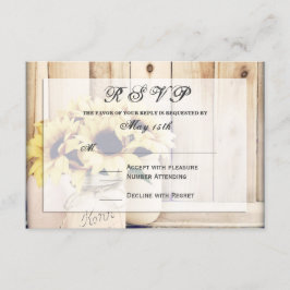 Rustikale Sonnenblumen Mason Jar Wedding RSVP Card