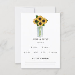 Rustikale Sonnenblumen Mason Jar Wedding RSVP Karte