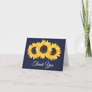 Rustikale Sonnenblumen Navy Blue Dankeschön Karte