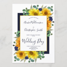 Rustikale Sonnenblumen Navy Blue Rose Country Wedd