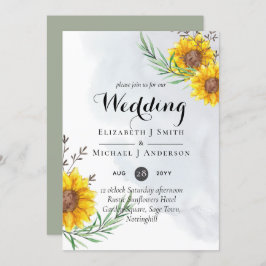 Rustikale Sonnenblumen Olivenbäume Blätter Hochzei