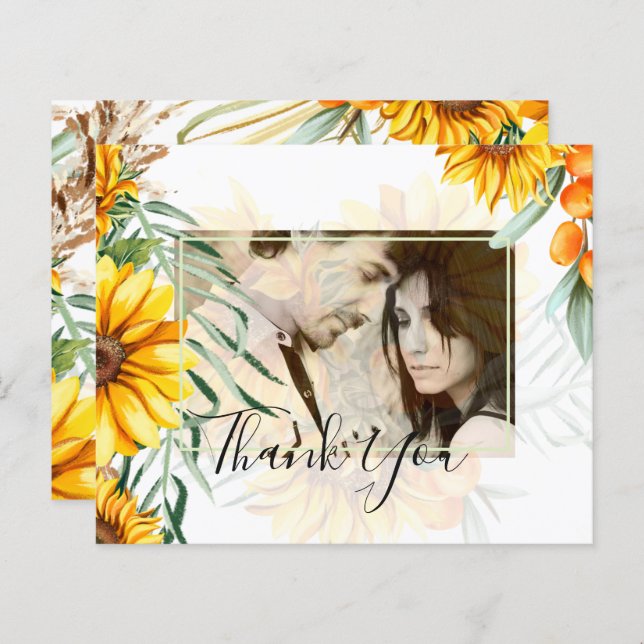 Rustikale Sonnenblumen Pampas Grass Wedding (Vorne/Hinten)