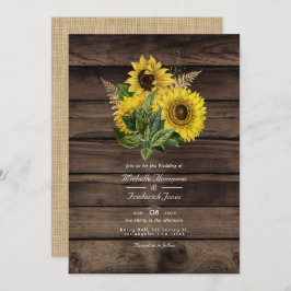 Rustikale Sonnenblumen QR Code UAWG Country Weddin Einladung