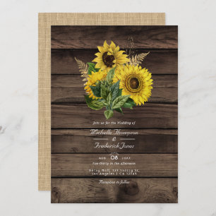 Rustikale Sonnenblumen QR Code UAWG Country Weddin Einladung