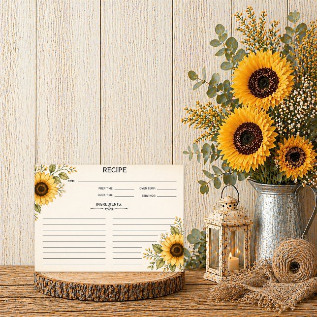 Rustikale Sonnenblumen Rezeptkarten | (Von Creator hochgeladen)