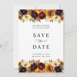 Rustikale Sonnenblumen Rose Burgundy Fall Blumenho Save The Date