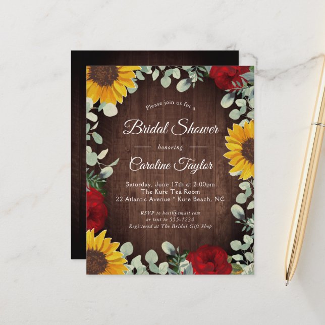 Rustikale Sonnenblumen Rose Grünes Brautparty (Vorderseite/Rückseite Beispiel)