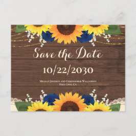 Rustikale Sonnenblumen-Rose Hochzeiten speichern d Postkarte