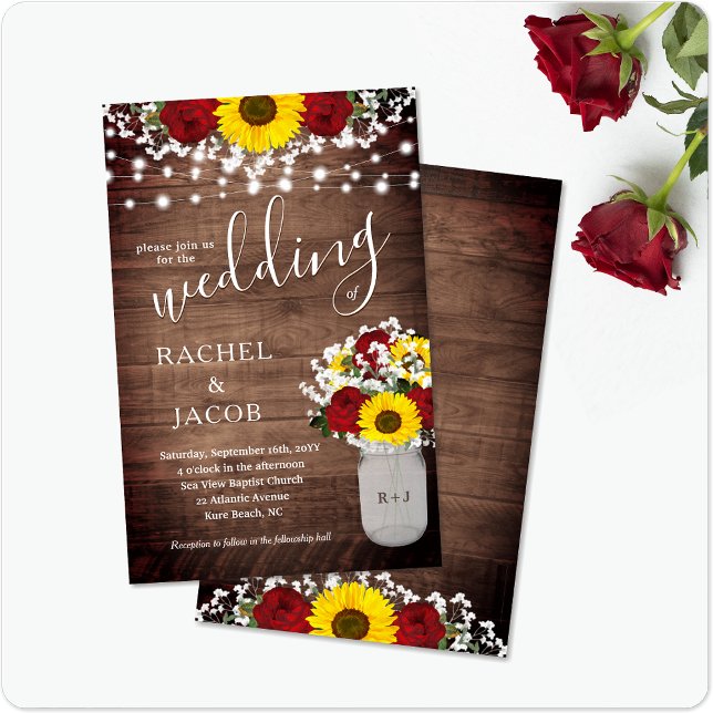 Rustikale Sonnenblumen Rose Jar Lights Budget Hoch (Von Creator hochgeladen)