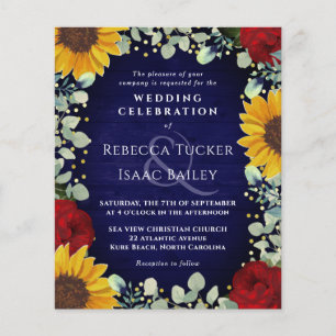 Rustikale Sonnenblumen Rose Navy Wood Wedding Einl