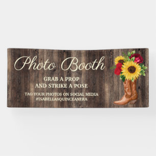 Rustikale Sonnenblumen Rote Rosen Boots Foto Stand Banner