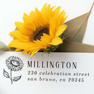 Rustikale Sonnenblumen Rücksendeadresse für Famili Permastempel