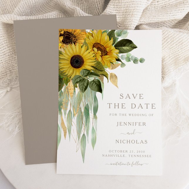 Rustikale Sonnenblumen Save The Date (Elegant Sunflower Botanical Wedding Save The Date)