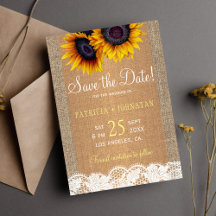 Rustikale Sonnenblumen Save the Date Hochzeit