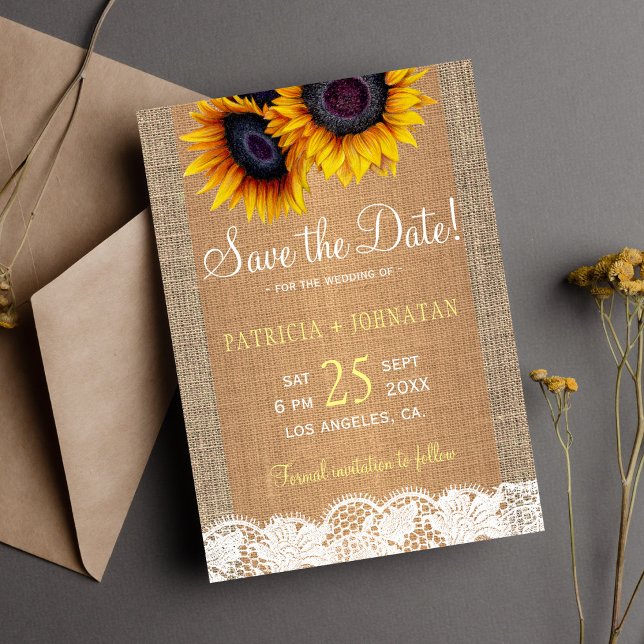 Rustikale Sonnenblumen Save the Date Hochzeit (Von Creator hochgeladen)