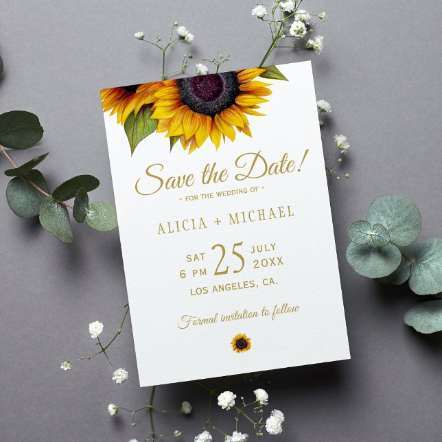 Rustikale Sonnenblumen Save the Date Hochzeit (Von Creator hochgeladen)