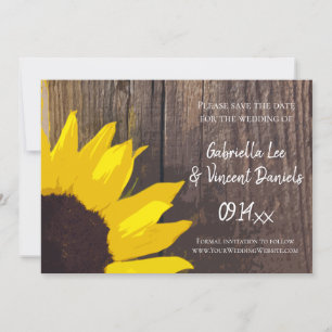 Rustikale Sonnenblumen-Scheunen-Holz-Hochzeit - Te Save The Date