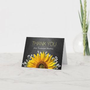 Rustikale Sonnenblumen-Schiefertafel-Dankeskarten Dankeskarte