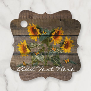 Rustikale Sonnenblumen Schmetterlinge Barrett Geschenkanhänger