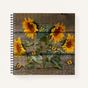 Rustikale Sonnenblumen Schmetterlinge Barrett Notizbuch